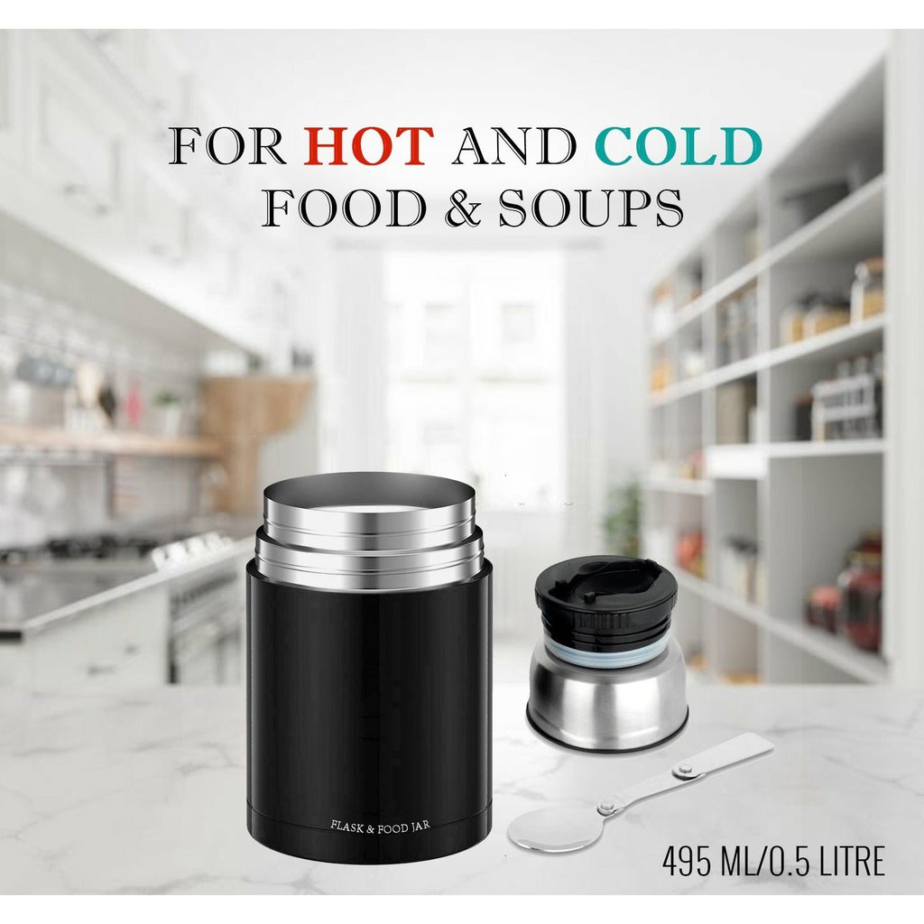 Food Flask with Stainless Steel, Stainless Steel Vacuum Spoon Keeps Warm