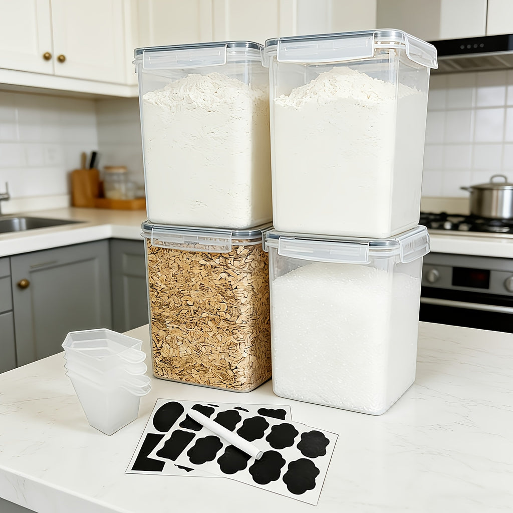Food Storage Canister with Airtight, Plastic, 4 Packs
