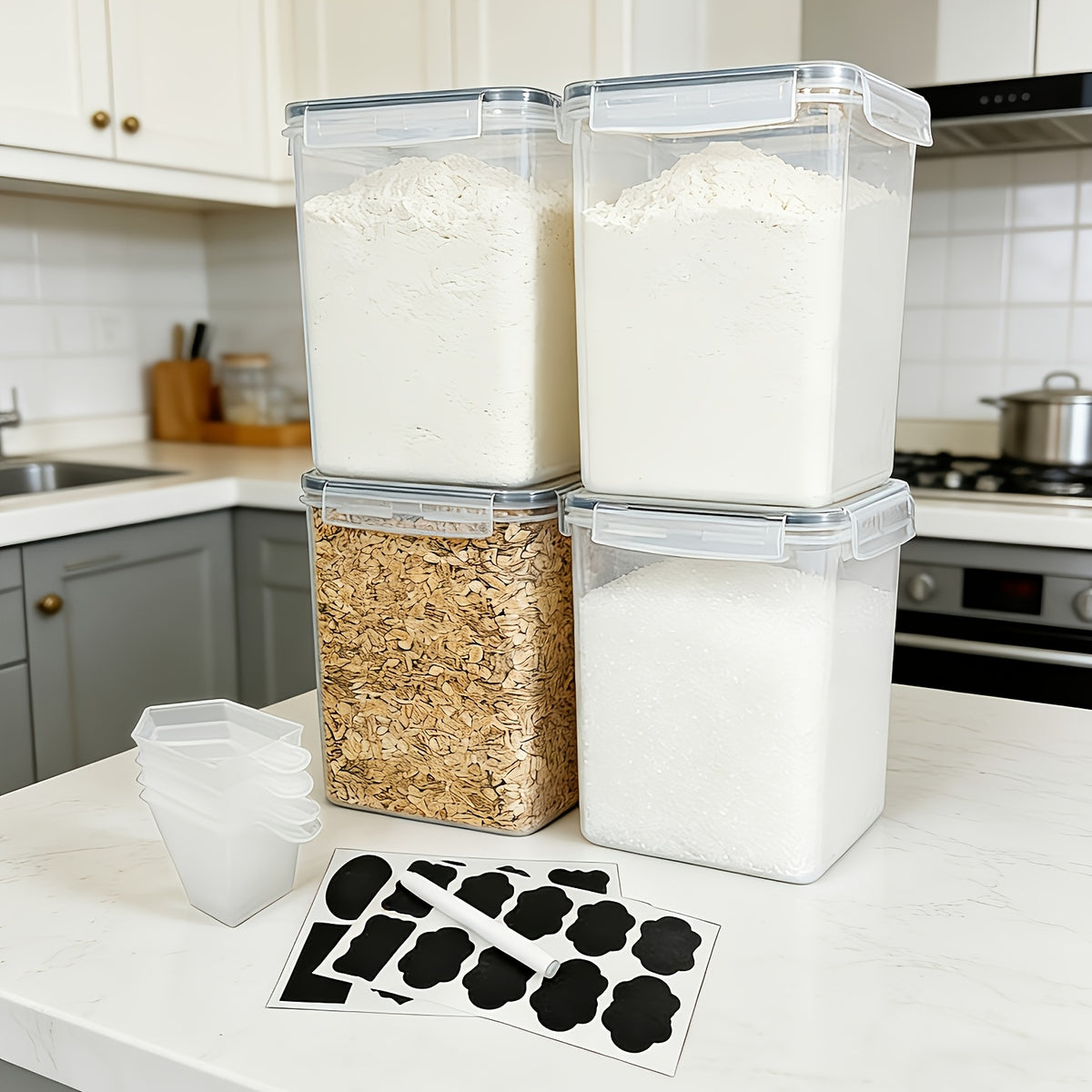 Food Storage Canister with Airtight, Plastic, 4 Packs