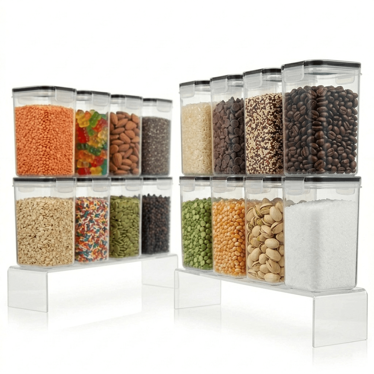 Food Storage Container with 16 Pack, 1.6L Black-Lid Containers - 16x Food Containers option