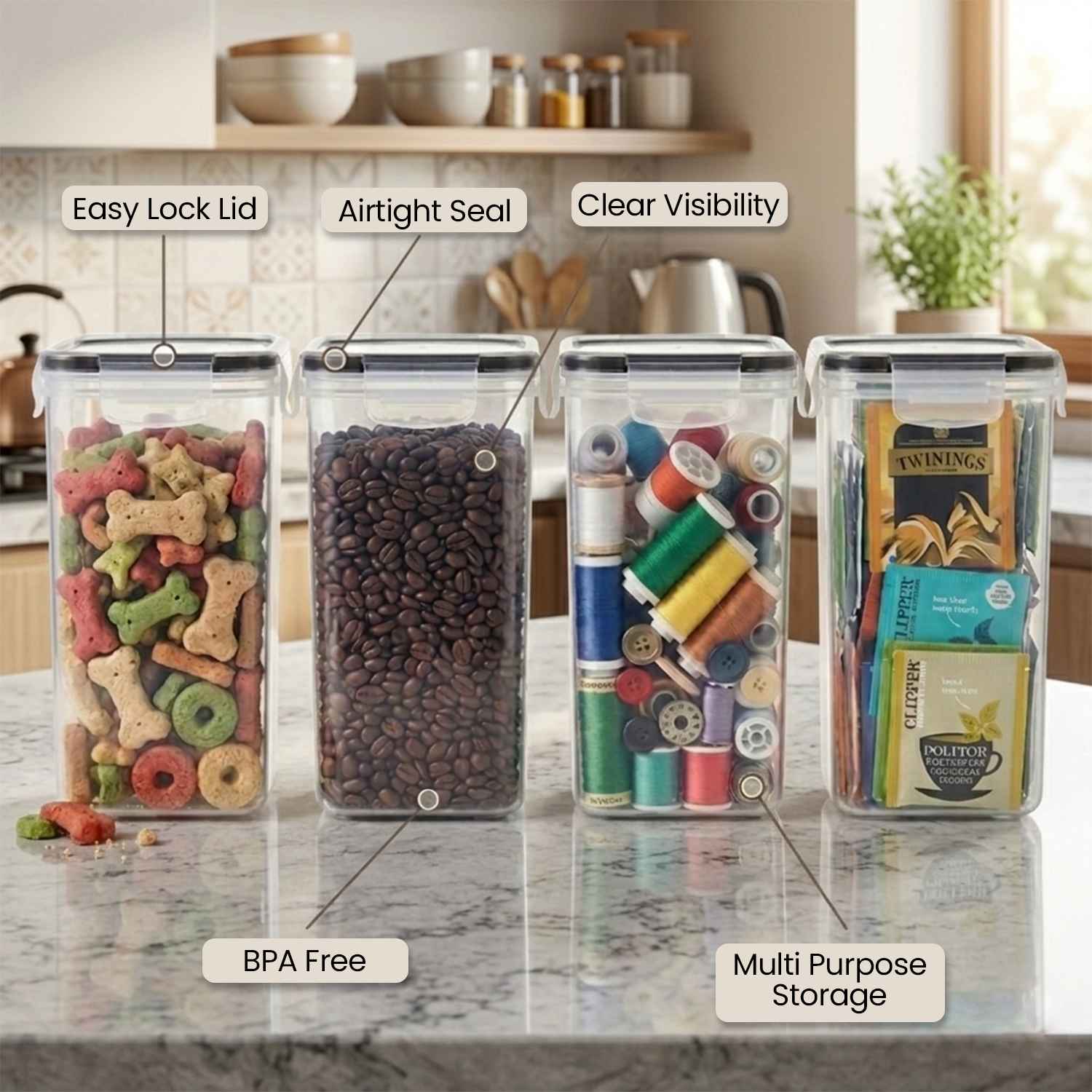 Food Storage Container with 16 Pack, 1.6L Black-Lid Containers - product gallery image 8