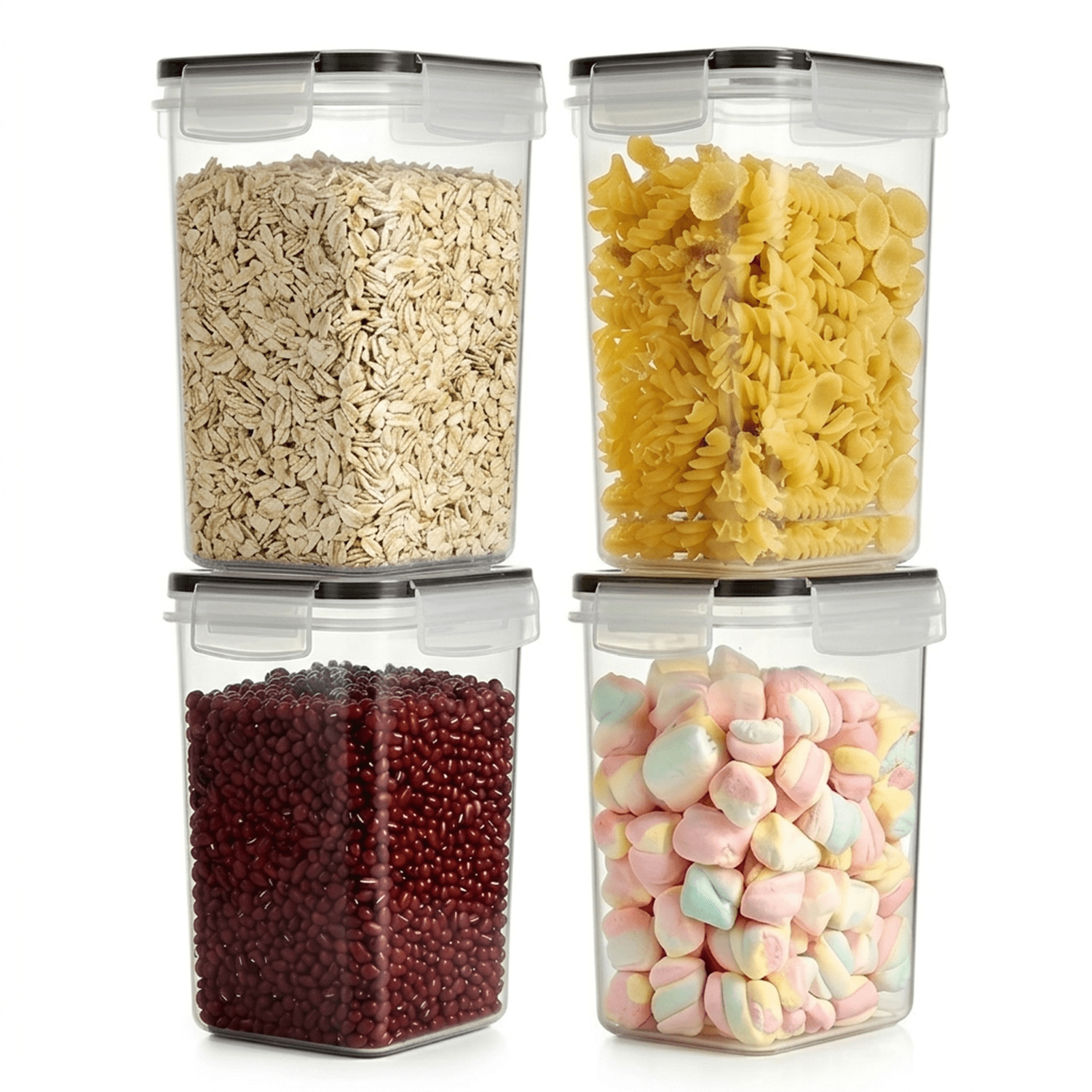 Food Storage Container with 16 Pack, 1.6L Black-Lid Containers