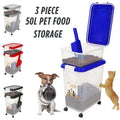 Food Storage Container with Airtight, Wheels, Lockable, Plastic, Black - Blue option