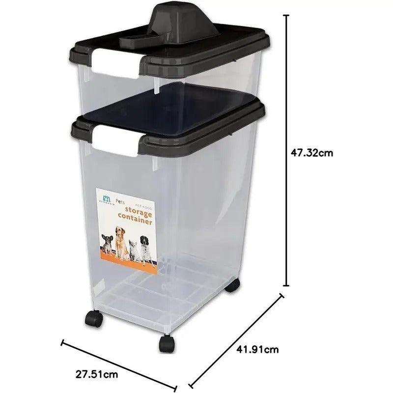 Food Storage Container with Airtight, Wheels, Lockable, Plastic, Black - product gallery image 20