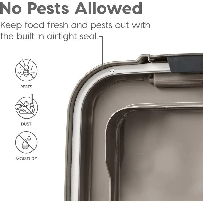 Food Storage Container with Airtight, Wheels, Lockable, Plastic, Black - product gallery image 3