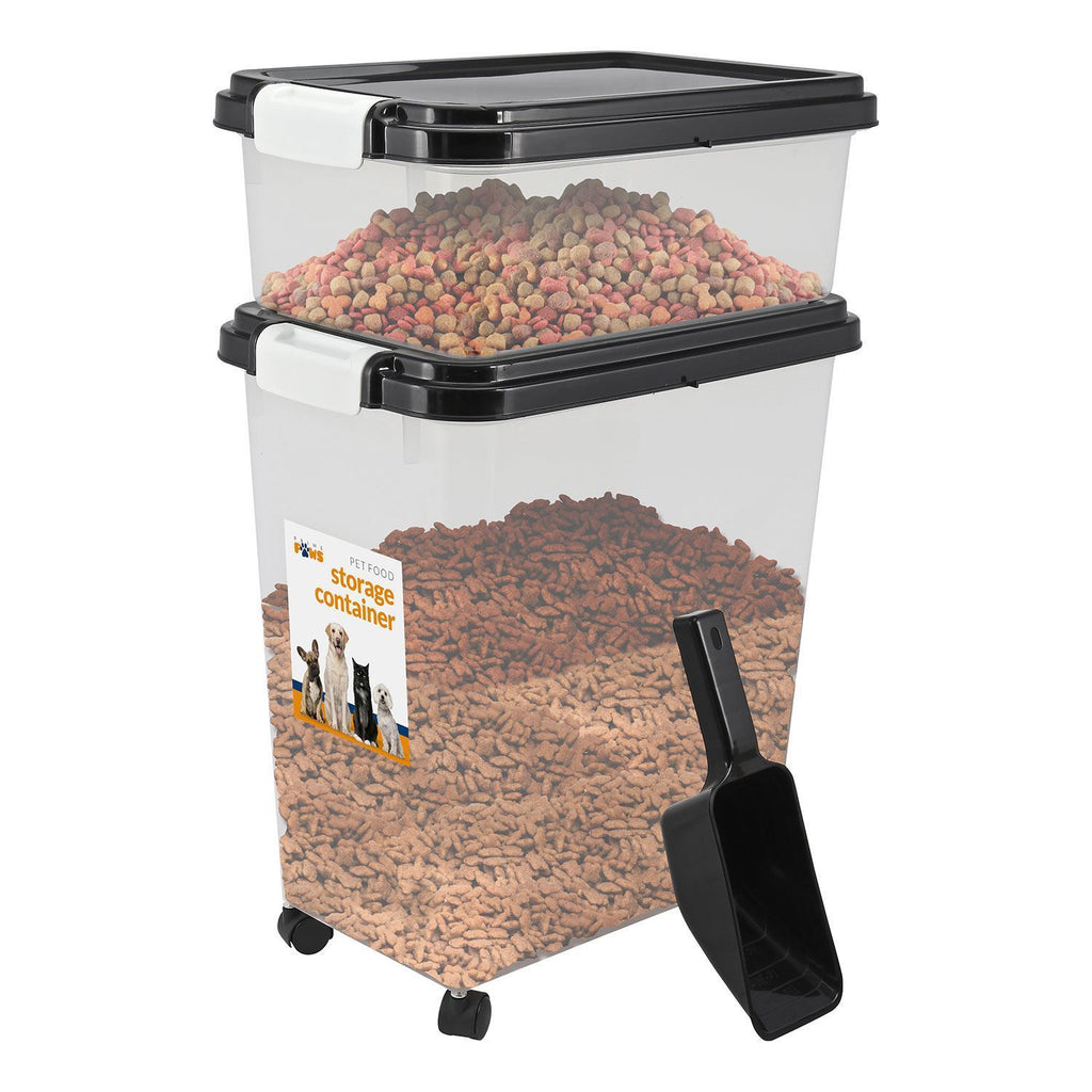 Food Storage Container with Airtight, Wheels, Plastic, 2pcs
