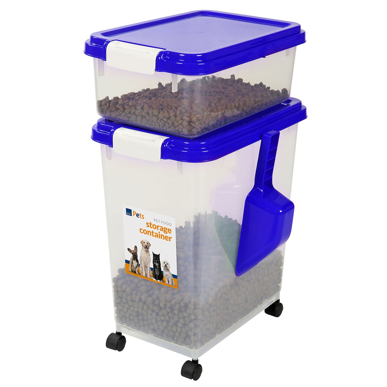 Food Storage Container with Airtight, Wheels, Plastic - Blue option