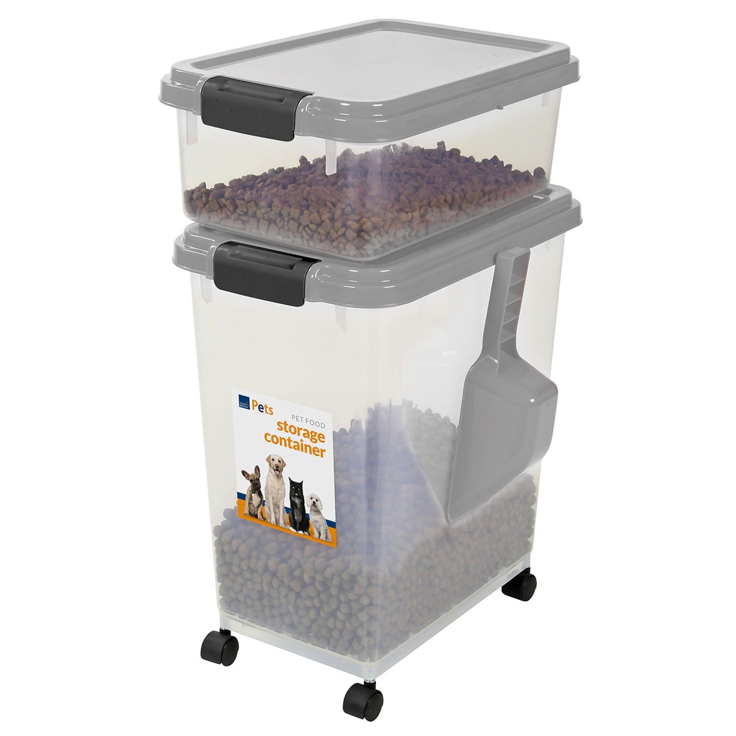 Food Storage Container with Airtight, Wheels, Plastic - Grey option