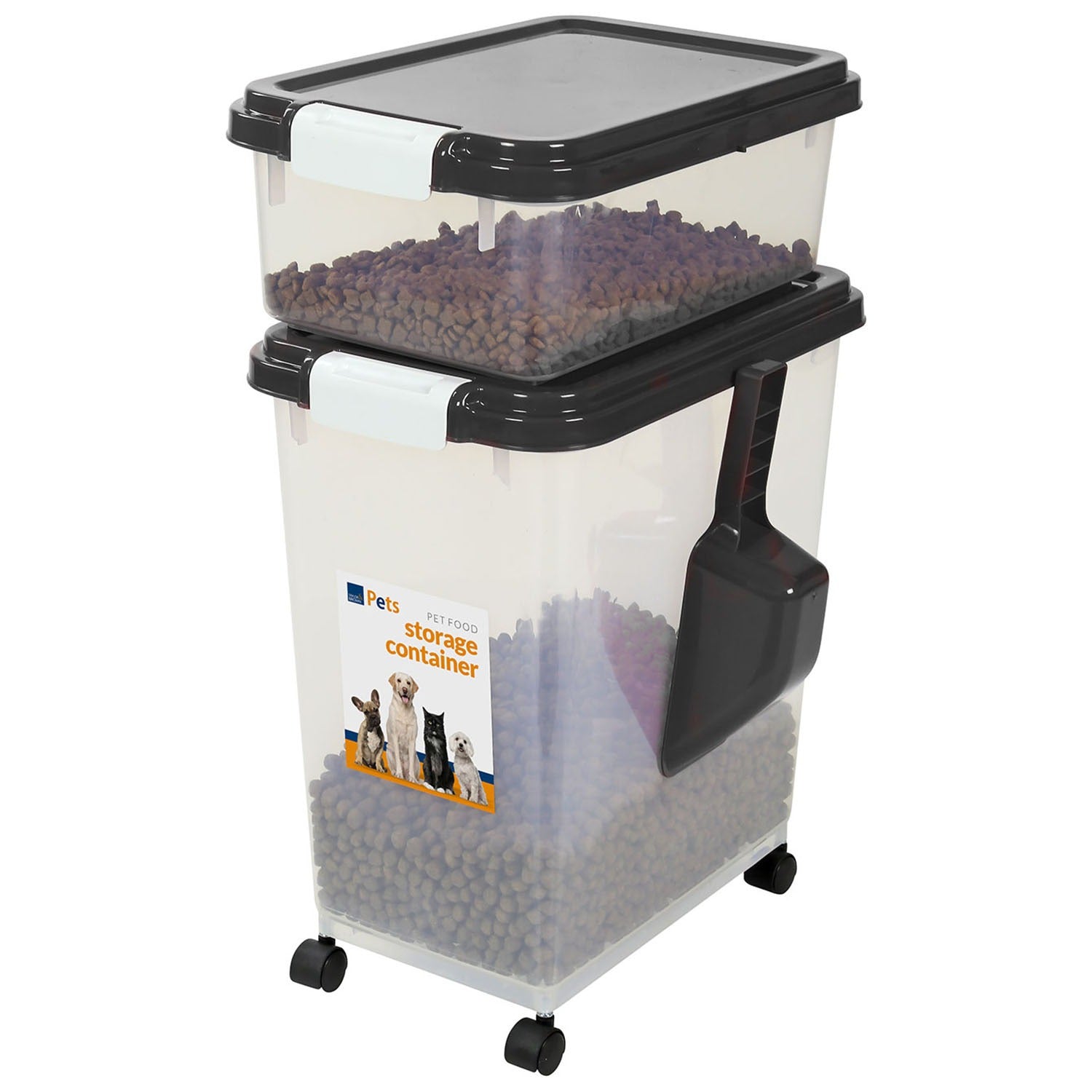 Food Storage Container with Airtight, Wheels, Plastic