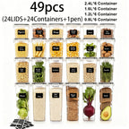 Food Storage Container with Dishwasher-Safe, Airtight, Plastic, Silicone - (24 jars+24 lids+one pen) option