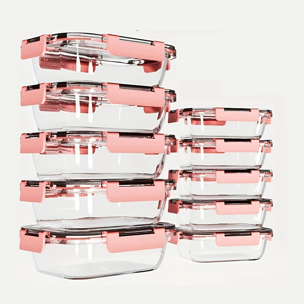 Food Storage Container with Leakproof, Airtight, Glass - Pink-10PCS option