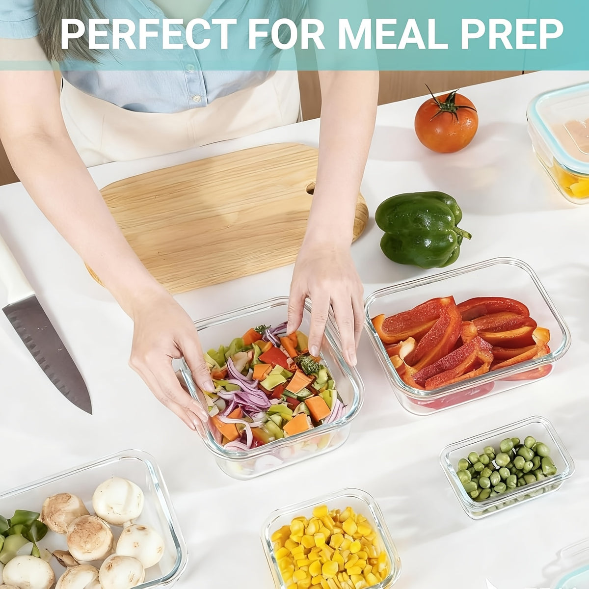 Food Storage Container with Leakproof, Dishwasher-Safe, Airtight, 8-piece set Green - product gallery image 11