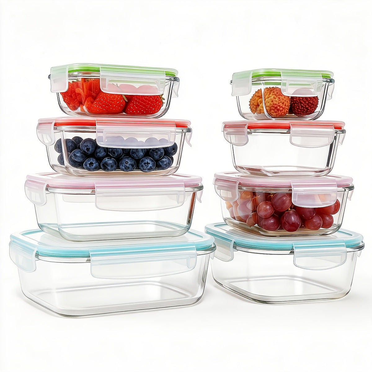 Food Storage Container with Leakproof, Dishwasher-Safe, Glass - 16pcs Colorful (8 Bowls + 8 Lids) option