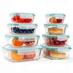 Food Storage Container with Leakproof, Dishwasher-Safe, Glass - 16pcs Green (8 Bowls + 8 Lids) option