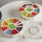 Food Storage Container with Plastic, Divided Serving Tray Lid& Handle, Plastic