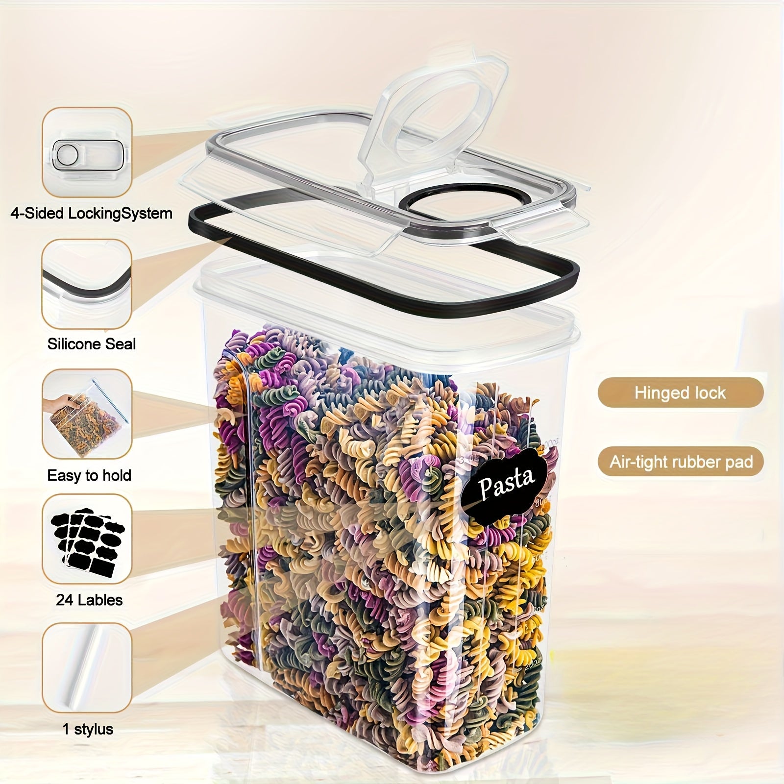 Food Storage Container with Space-Saving, Airtight, Locking Lid - product gallery image 2