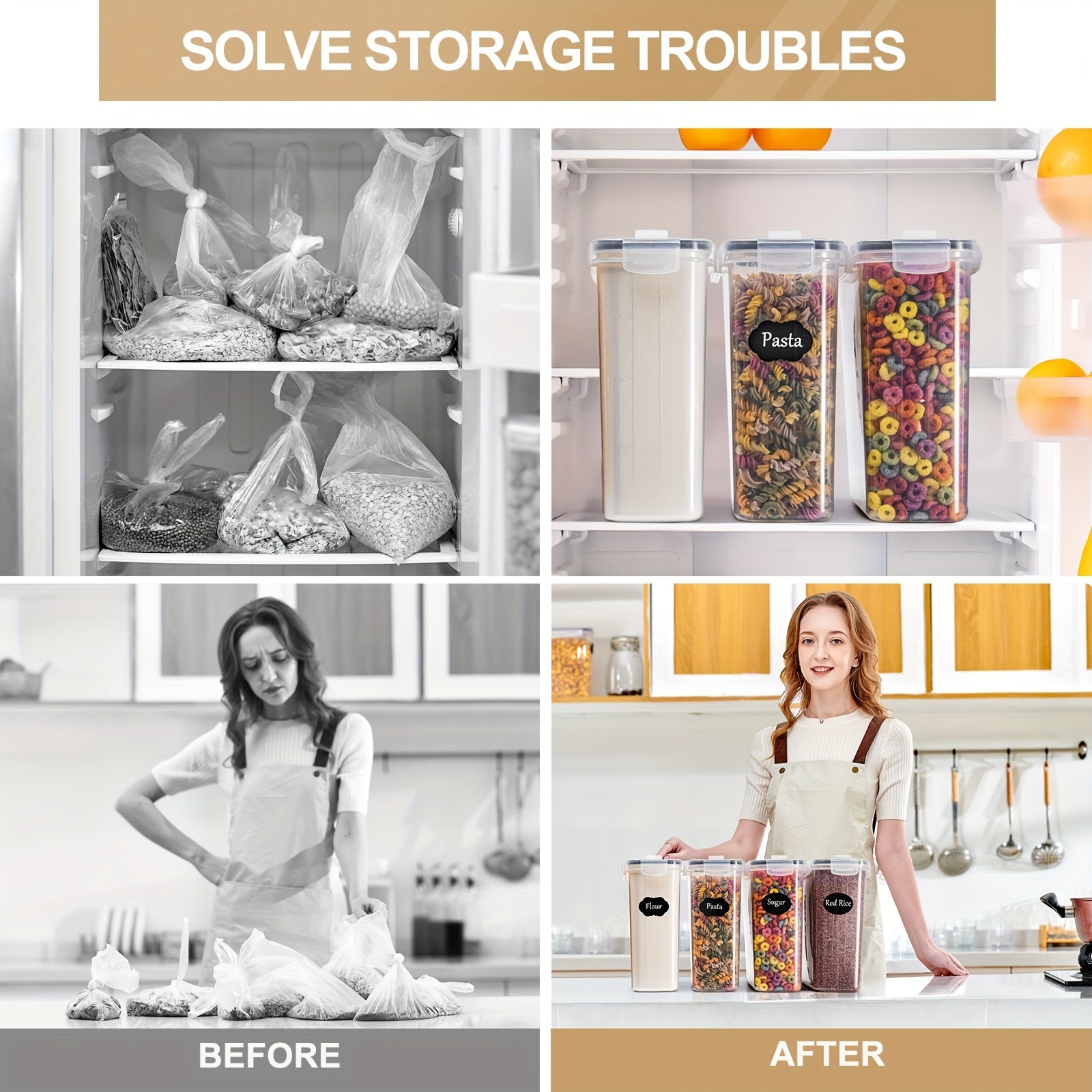 Food Storage Container with Space-Saving, Airtight, Locking Lid - product gallery image 4