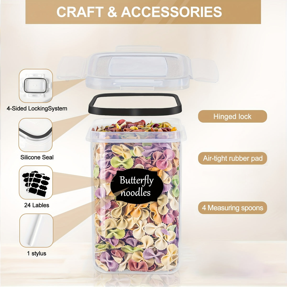 Food Storage Container with Space-Saving, Airtight, Locking Lid, 16pcs - product gallery image 2