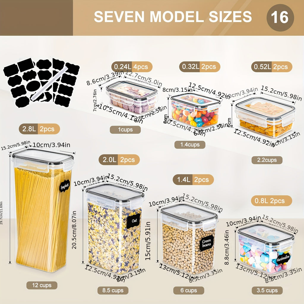 Food Storage Container with Space-Saving, Airtight, Locking Lid, 16pcs - product gallery image 3