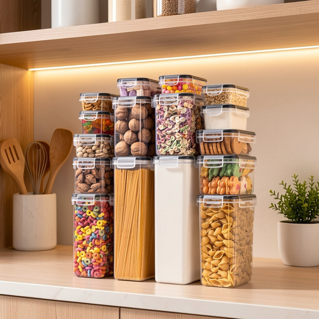 Food Storage Container with Space-Saving, Airtight, Locking Lid, 16pcs - product gallery image 6