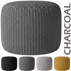 Footstool Pouffe with Jumbo Cord Corduroy Round 40x40x35cm Ottoman - Charcoal option