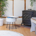 Footstool with Space-Saving, Metal, Round Boucle Storage Cream Harbour Housewares - product gallery image 11