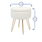 Footstool with Space-Saving, Metal, Round Boucle Storage Cream Harbour Housewares - product gallery image 7