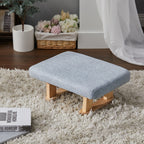 Footstool with Wood, Small Linen Padded Wooden Legs 41x30x17cm - product gallery image 10