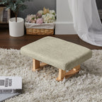 Footstool with Wood, Small Linen Padded Wooden Legs 41x30x17cm - product gallery image 11