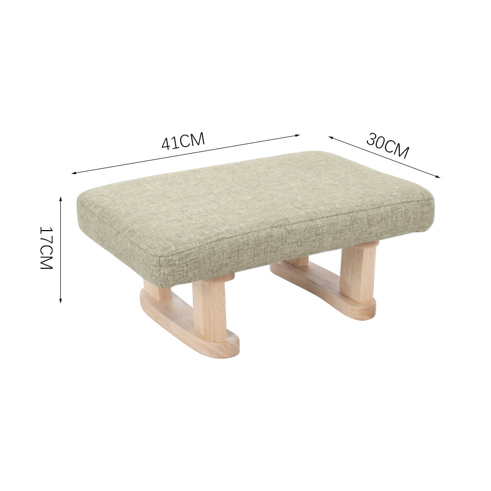 Footstool with Wood, Small Linen Padded Wooden Legs 41x30x17cm - product gallery image 12