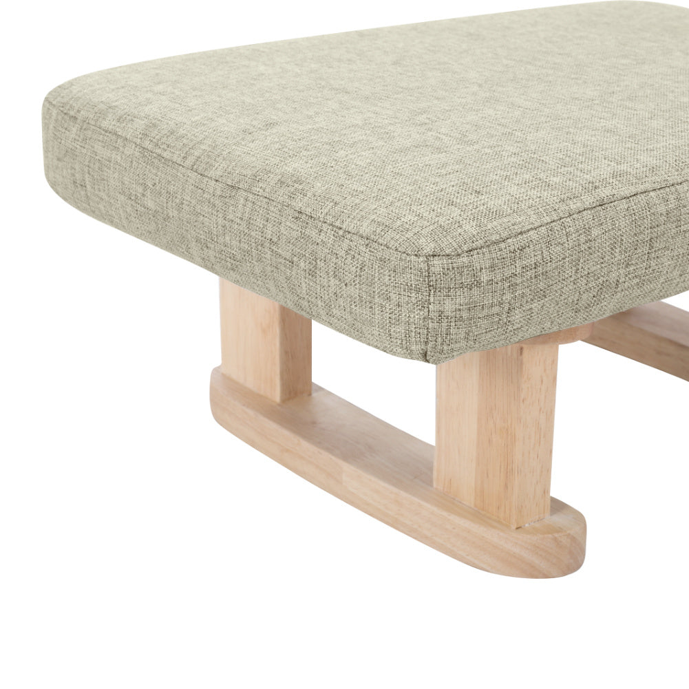 Footstool with Wood, Small Linen Padded Wooden Legs 41x30x17cm - product gallery image 15