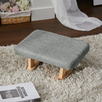 Footstool with Wood, Small Linen Padded Wooden Legs 41x30x17cm - product gallery image 4