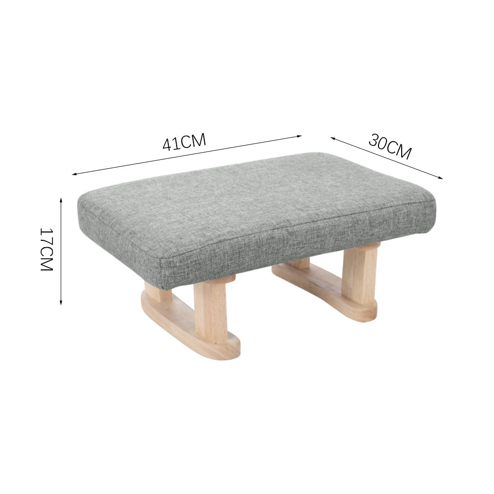 Footstool with Wood, Small Linen Padded Wooden Legs 41x30x17cm - product gallery image 6
