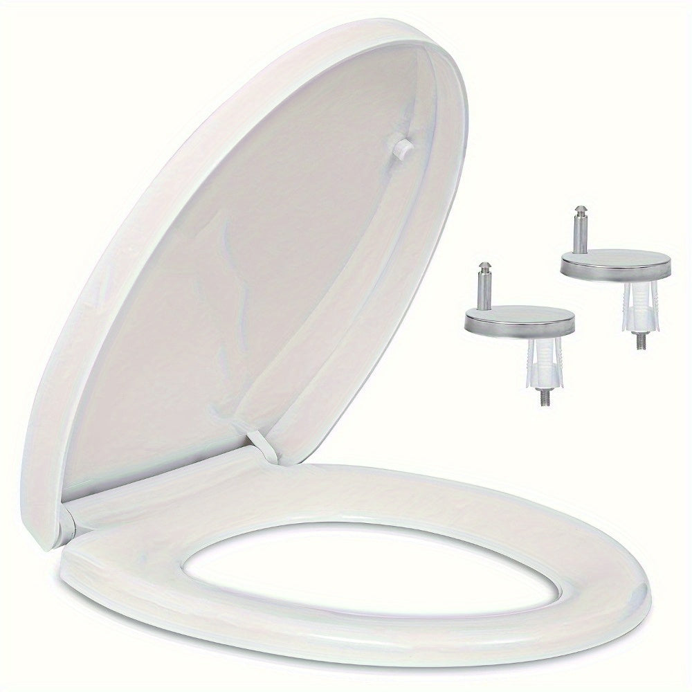 Soft Close Toilet Seat White Bathroom Oval Heavy Duty Universal Hinges Anti Slam Toilet Seat with Quick Release for Easy Clean Graduation Season Gifts