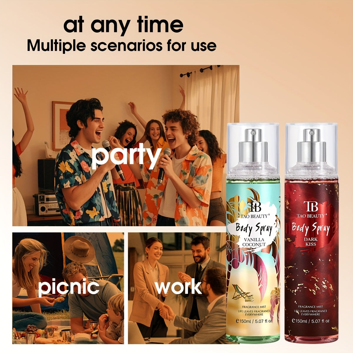 Fragrance Spray Set 4pcs Body Hair Perfume Long Lasting - product gallery image 2