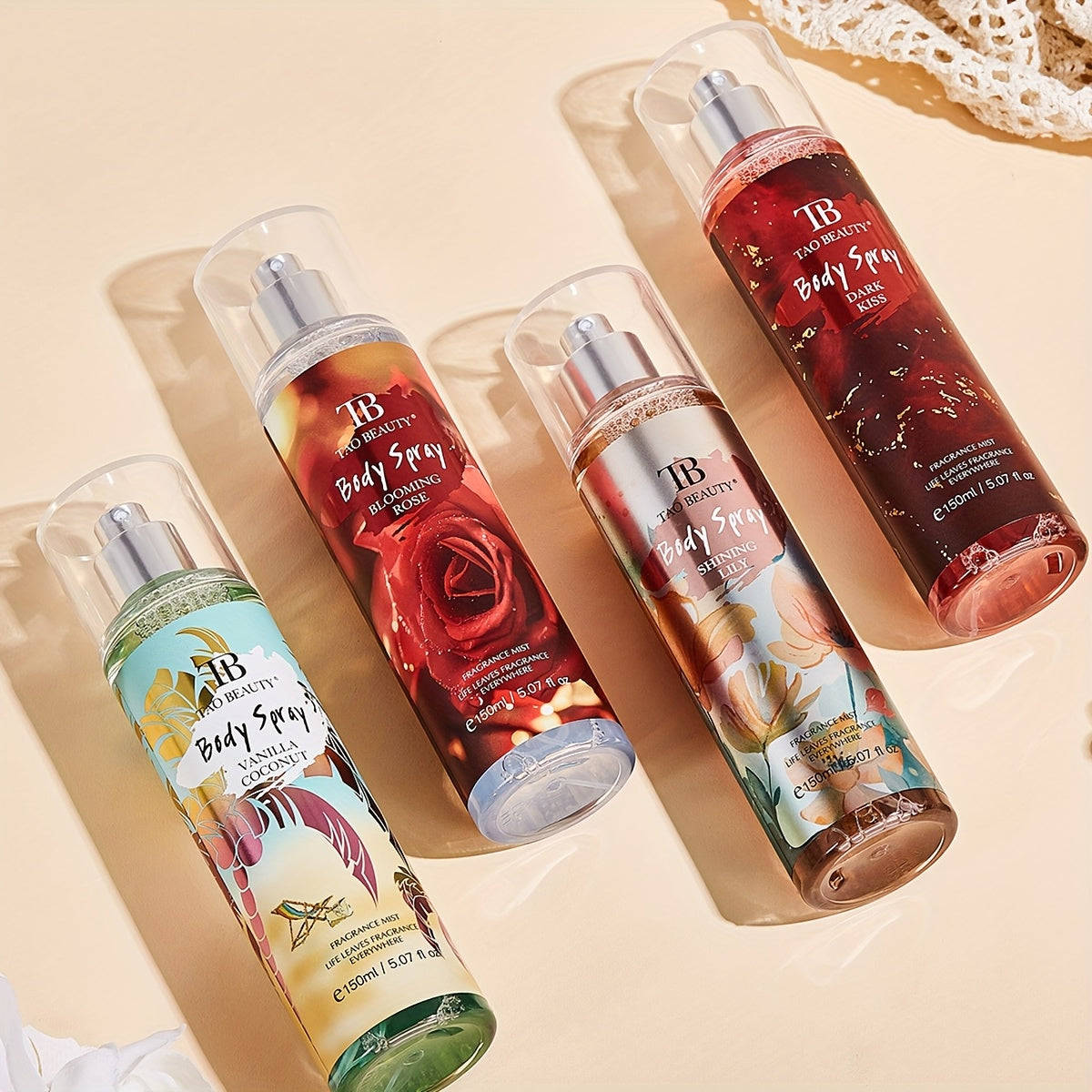 Fragrance Spray Set 4pcs Body Hair Perfume Long Lasting