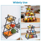 Fruit Basket with Metal, Tier Detachable Metal Bowl Wooden Handle - product gallery image 6