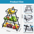 Fruit Basket with Metal, Tier Detachable Metal Bowl Wooden Handle - product gallery image 8