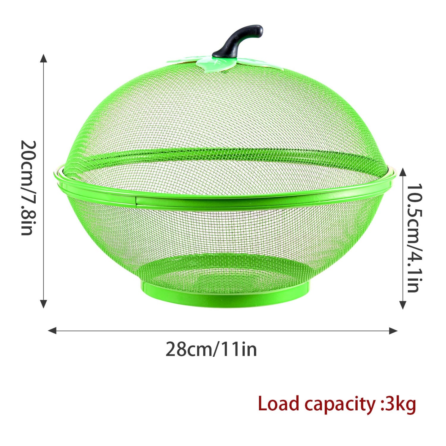 Fruit Basket with Plastic, Apple Shape Wire Mesh Lid Tabletop - product gallery image 5