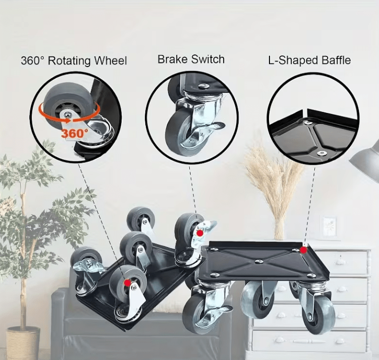 Furniture Moving Wheel with Wheels, Wood, Wheels Pry Bar Pads Universal Swivel - product gallery image 14