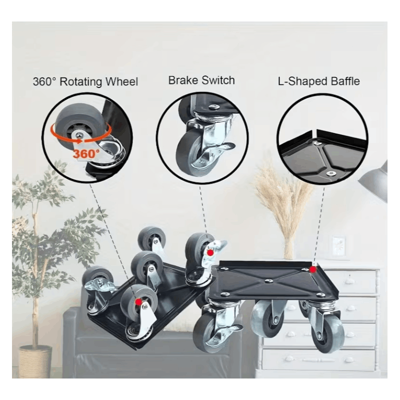 Furniture Moving Wheel with Wheels, Wood, Wheels Pry Bar Pads Universal Swivel - product gallery image 6