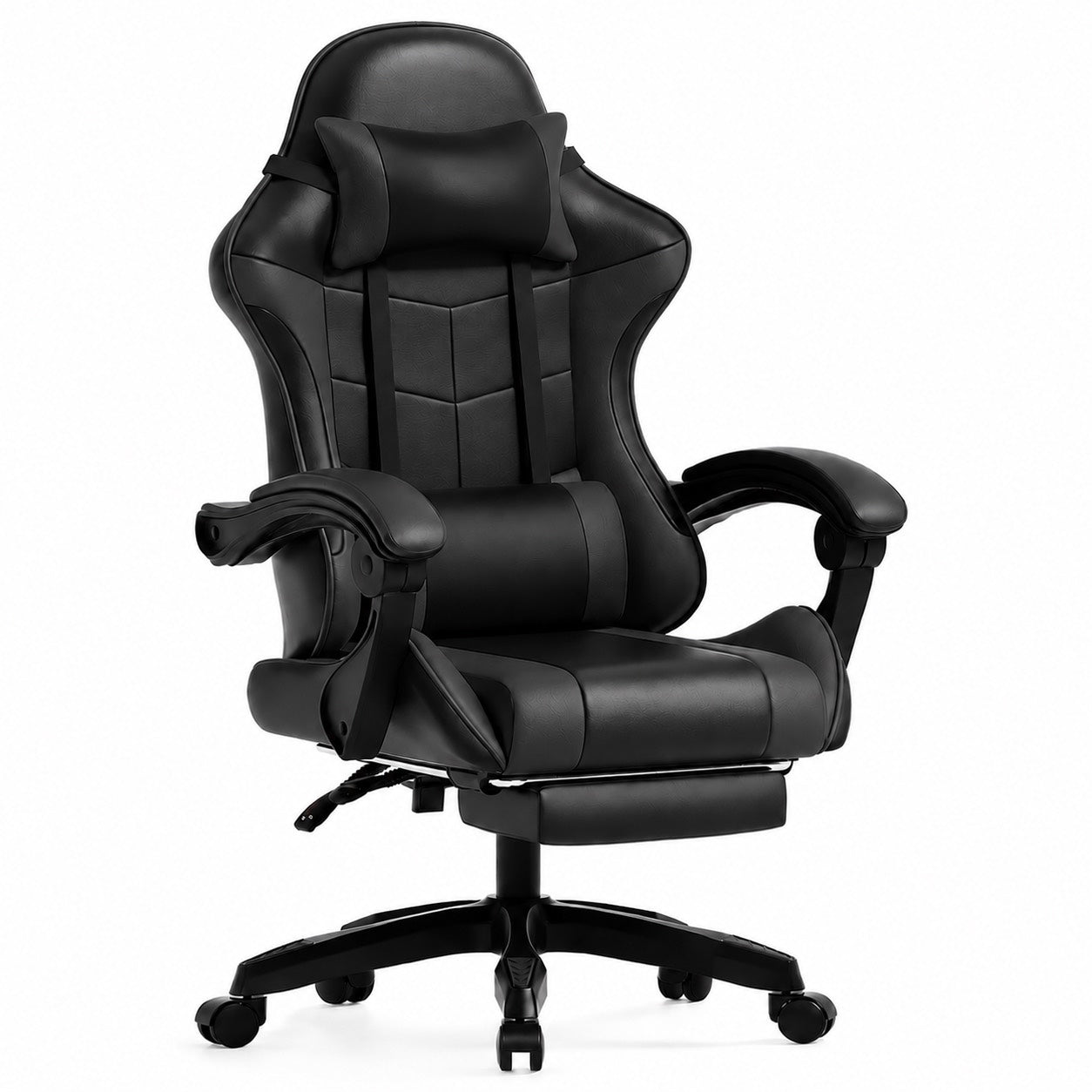 Gaming Chair with Adjustable Height, Lumbar Support, Pull-Out - Black option