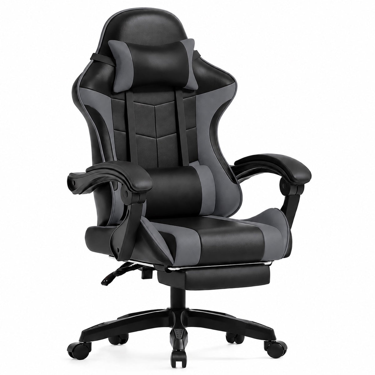 Gaming Chair with Adjustable Height, Lumbar Support, Pull-Out - Grey option