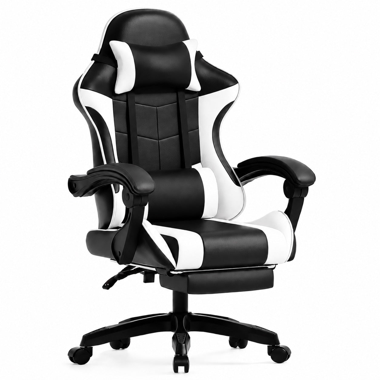 Gaming Chair with Adjustable Height, Lumbar Support, Pull-Out - White option
