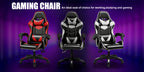Gaming Chair with Adjustable Height, Lumbar Support, Wheels - product gallery image 12