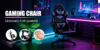 Gaming Chair with Adjustable Height, Lumbar Support, Wheels - product gallery image 14