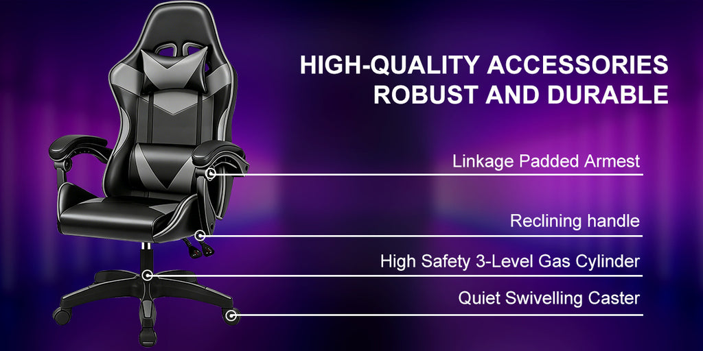 Gaming Chair with Adjustable Height, Lumbar Support, Wheels - product gallery image 15