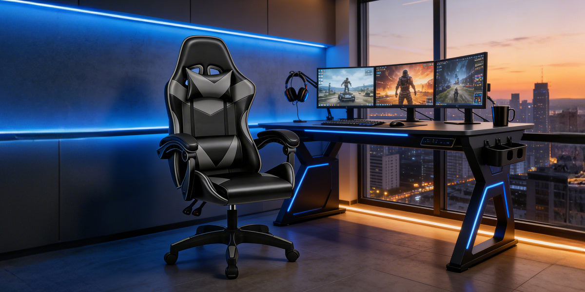 Gaming Chair with Adjustable Height, Lumbar Support, Wheels - product gallery image 17