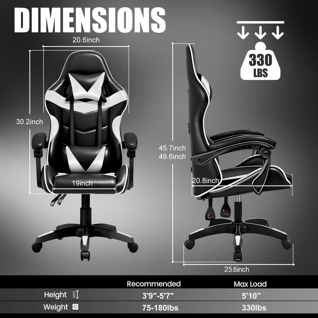 Gaming Chair with Adjustable Height, Lumbar Support, Wheels - product gallery image 4
