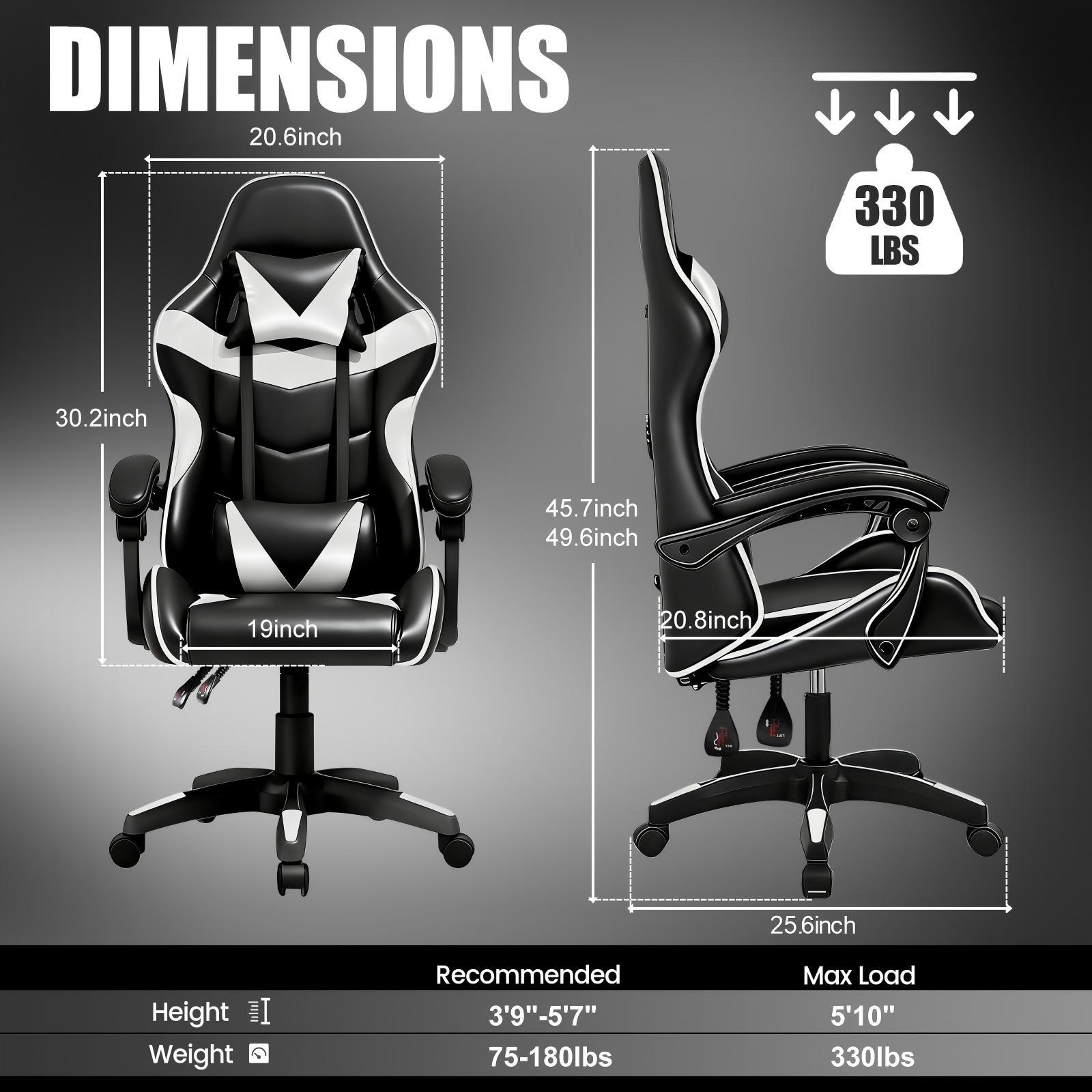 Gaming Chair with Adjustable Height, Lumbar Support, Wheels - product gallery image 4